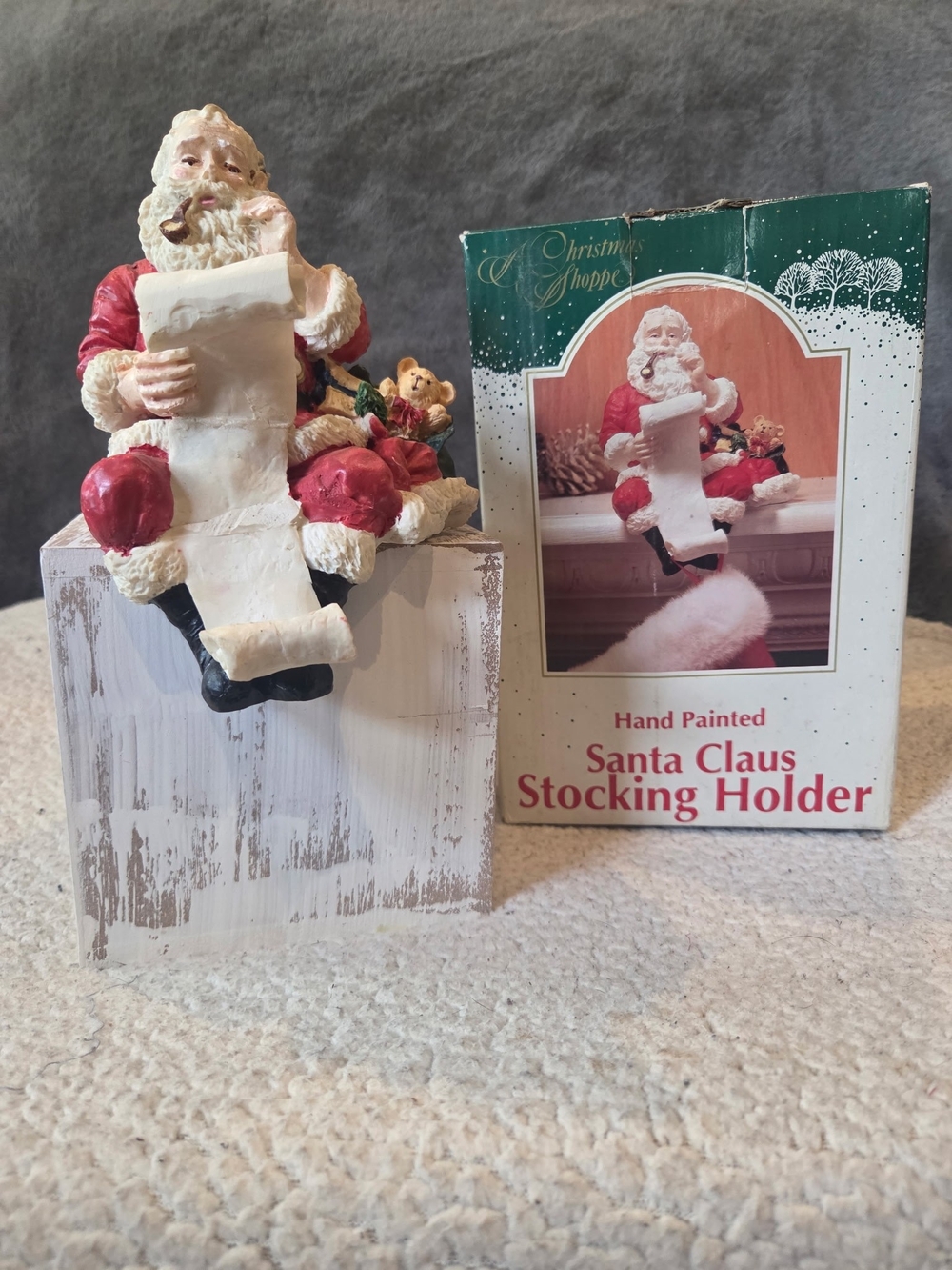 Hand-Painted Santa Stocking Holder in Red and White